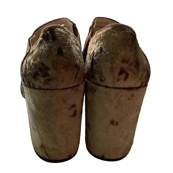 Cabi Interlock Women 7 Crushed Velvet Block Heels Green Chunky Slip On Open Toe - Picture 5 of 8